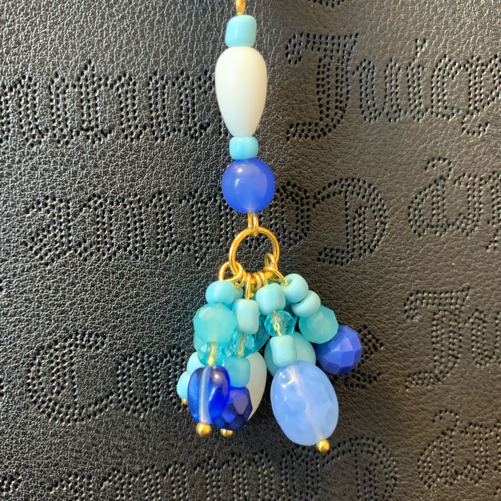 Blue Beaded Bag Charm Keychain - Picture 4 of 8